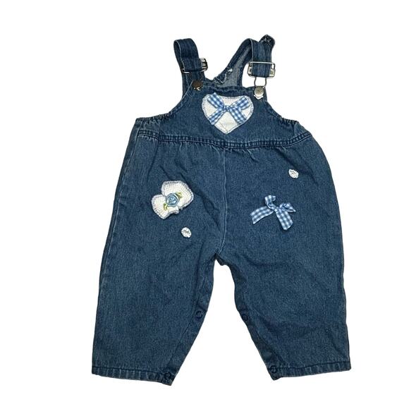 Hopscotch Vintage Girls Denim Overalls 6-9 Months - Picture 1 of 9